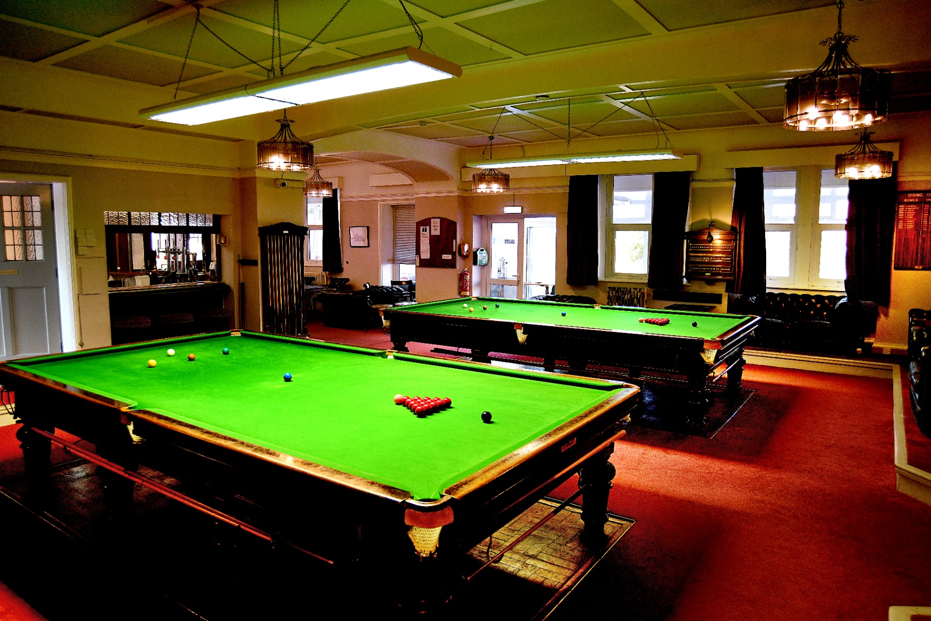 The tables, under their lights